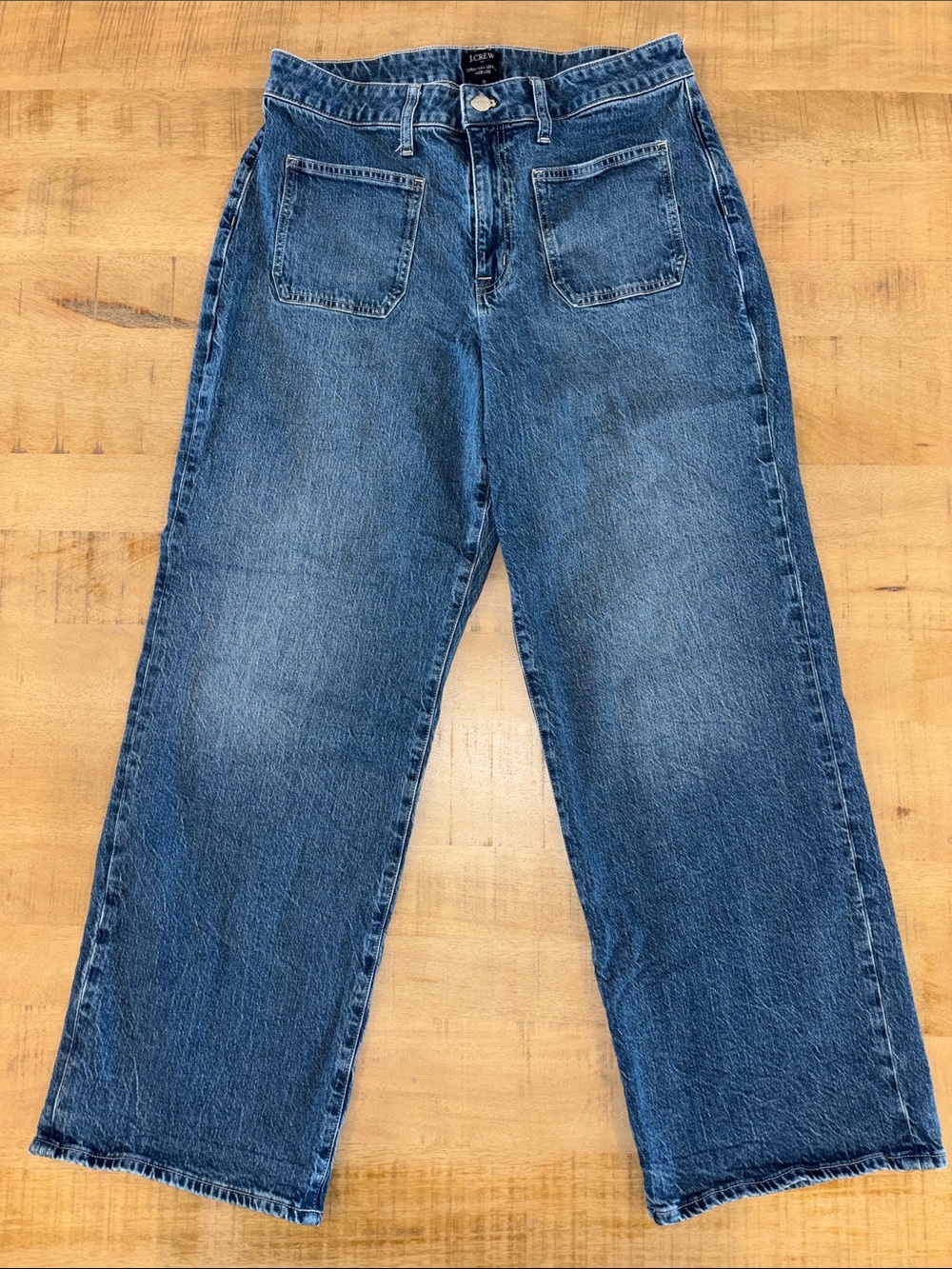 J Crew Factory Curvy Full Length Wide-Leg Jeans Size 31 / 12 99% Cotton Stretch
